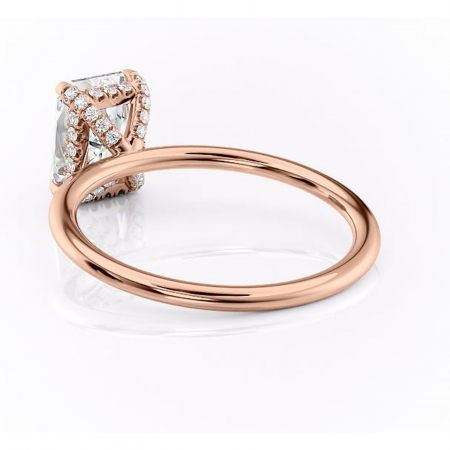 Inel de logodnă Clarabelle din aur Rose 14kt cu moissanite tăietură radiantă – Solitar rafinată pentru profil înalt | Personalizează și configurează gratuit online [3]