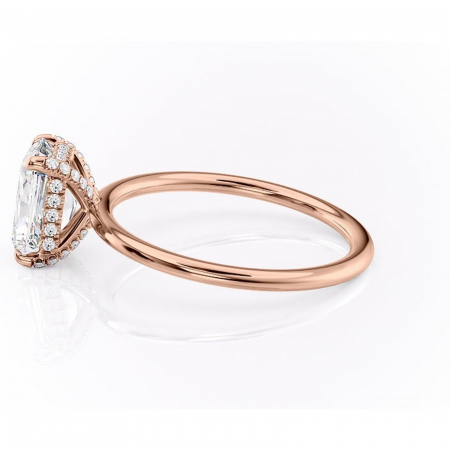 Inel de logodnă Clarabelle din aur Rose 14kt cu moissanite tăietură radiantă – Solitar rafinată pentru profil înalt | Personalizează și configurează gratuit online [5]