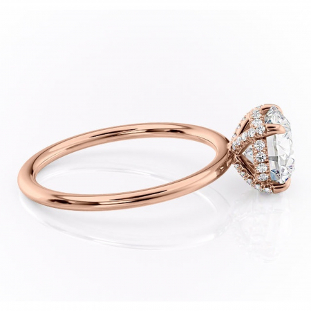 Inel de logodnă Clarabelle din aur Rose 14kt cu moissanite tăietură rotundă – Solitar rafinată pentru profil înalt | Personalizează și configurează gratuit online [1]