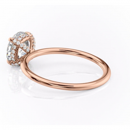 Inel de logodnă Clarabelle din aur Rose 14kt cu moissanite tăietură rotundă – Solitar rafinată pentru profil înalt | Personalizează și configurează gratuit online [4]