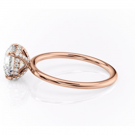 Inel de logodnă Clarabelle din aur Rose 14kt cu moissanite tăietură rotundă – Solitar rafinată pentru profil înalt | Personalizează și configurează gratuit online [5]