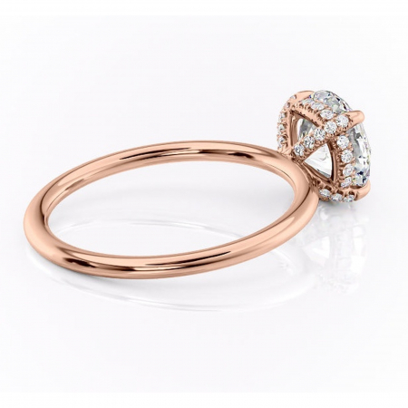 Inel de logodnă Clarabelle din aur Rose 14kt cu moissanite tăietură rotundă – Solitar rafinată pentru profil înalt | Personalizează și configurează gratuit online [2]