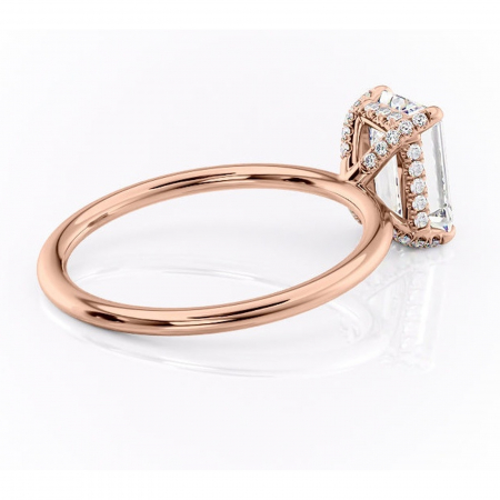 Inel de logodnă Clarabelle din aur Rose 14kt cu moissanite tăietură smarald – Solitar rafinată pentru profil înalt | Personalizează și configurează gratuit online [2]