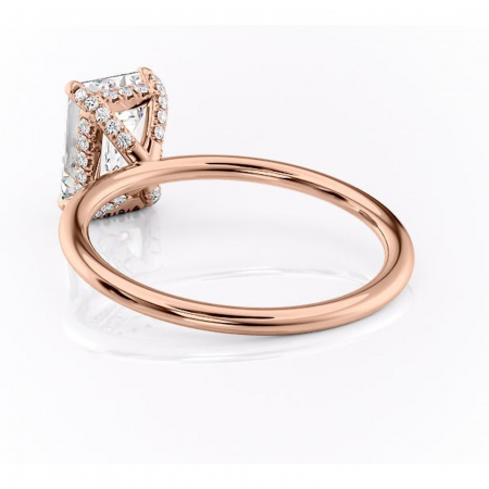 Inel de logodnă Clarabelle din aur Rose 14kt cu moissanite tăietură smarald – Solitar rafinată pentru profil înalt | Personalizează și configurează gratuit online [3]