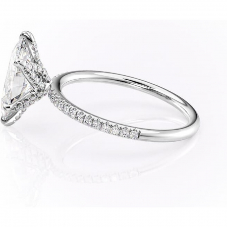 Inel de logodnă Cleo din aur Alb 14kt cu moissanite tăietură marquise – Montură pavé rafinată pentru profil înalt | Personalizează și configurează gratuit online [5]