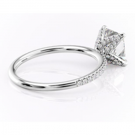 Inel de logodnă Cleo din aur Alb 14kt cu moissanite tăietură princess – Montură pavé rafinată pentru profil înalt | Personalizează și configurează gratuit online [2]