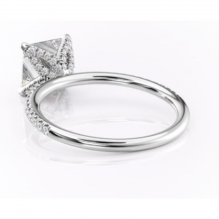 Inel de logodnă Cleo din aur Alb 14kt cu moissanite tăietură princess – Montură pavé rafinată pentru profil înalt | Personalizează și configurează gratuit online [3]