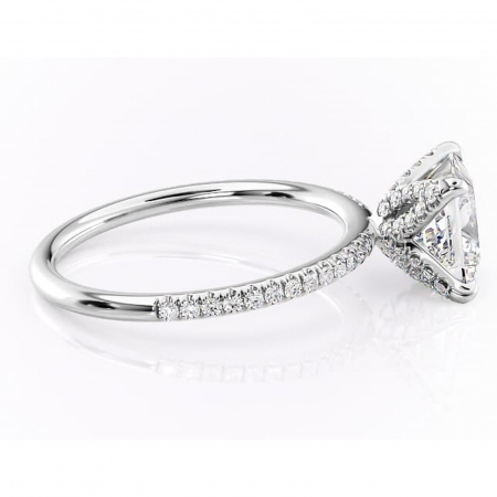 Inel de logodnă Cleo din aur Alb 14kt cu moissanite tăietură princess – Montură pavé rafinată pentru profil înalt | Personalizează și configurează gratuit online [1]