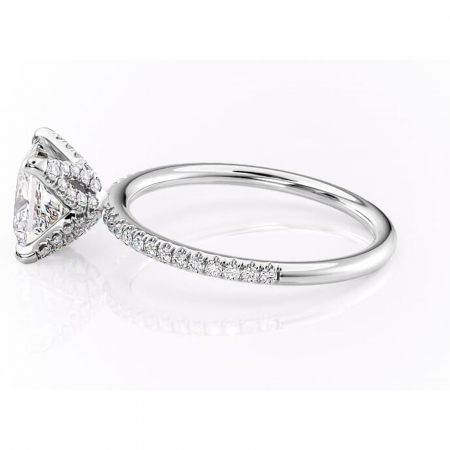 Inel de logodnă Cleo din aur Alb 14kt cu moissanite tăietură princess – Montură pavé rafinată pentru profil înalt | Personalizează și configurează gratuit online [5]