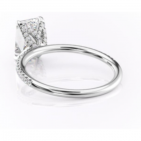 Inel de logodnă Cleo din aur Alb 14kt cu moissanite tăietură smarald – Montură pavé rafinată pentru profil înalt | Personalizează și configurează gratuit online [3]