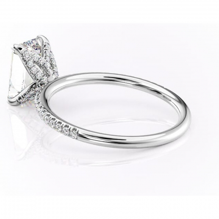 Inel de logodnă Cleo din aur Alb 14kt cu moissanite tăietură smarald – Montură pavé rafinată pentru profil înalt | Personalizează și configurează gratuit online [4]