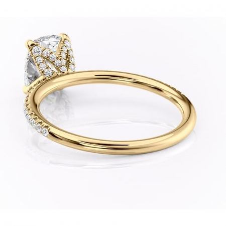 Inel de logodnă Cleo din aur Galben 14kt cu moissanite tăietură pernă – Montură pavé rafinată pentru profil înalt | Personalizează și configurează gratuit online [3]