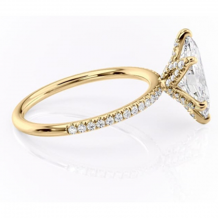 Inel de logodnă Cleo din aur Galben 14kt cu moissanite tăietură marquise – Montură pavé rafinată pentru profil înalt | Personalizează și configurează gratuit online [1]