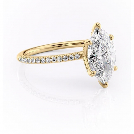 14K - Inel de logodnă Cleo din aur Galben 14kt cu moissanite tăietură marquise – Montură pavé rafinată pentru profil înalt | Personalizează și configurează gratuit online