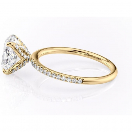 Inel de logodnă Cleo din aur Galben 14kt cu moissanite tăietură ovală – Montură pavé rafinată pentru profil înalt | Personalizează și configurează gratuit online [5]