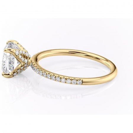 Inel de logodnă Cleo din aur Galben 18kt cu moissanite tăietură pernă – Montură pavé rafinată pentru profil înalt | Personalizează și configurează gratuit online [5]
