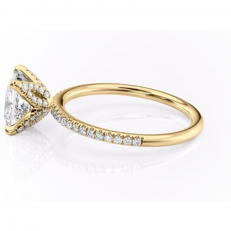 Inel de logodnă Cleo din aur Galben 14kt cu moissanite tăietură princess – Montură pavé rafinată pentru profil înalt | Personalizează și configurează gratuit online [5]