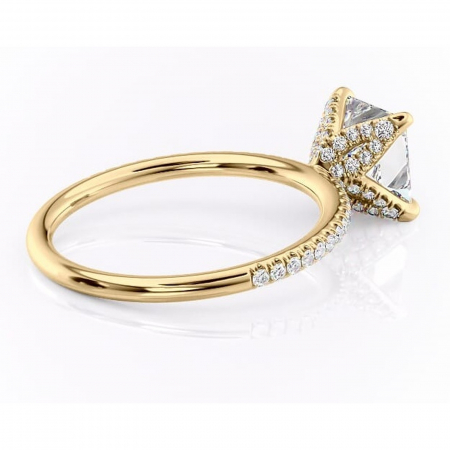 Inel de logodnă Cleo din aur Galben 14kt cu moissanite tăietură princess – Montură pavé rafinată pentru profil înalt | Personalizează și configurează gratuit online [2]