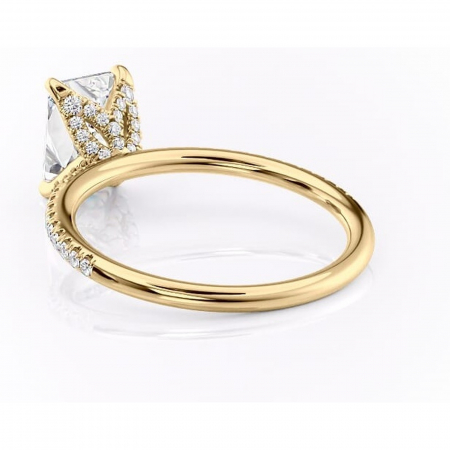 Inel de logodnă Cleo din aur Galben 18kt cu moissanite tăietură radiantă – Montură pavé rafinată pentru profil înalt | Personalizează și configurează gratuit online [3]