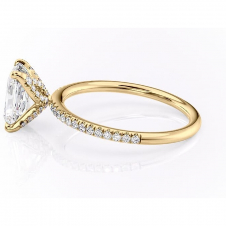 Inel de logodnă Cleo din aur Galben 18kt cu moissanite tăietură radiantă – Montură pavé rafinată pentru profil înalt | Personalizează și configurează gratuit online [5]