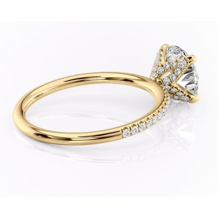 Inel de logodnă Cleo din aur Galben 14kt cu moissanite tăietură rotundă – Montură pavé rafinată pentru profil înalt | Personalizează și configurează gratuit online [2]