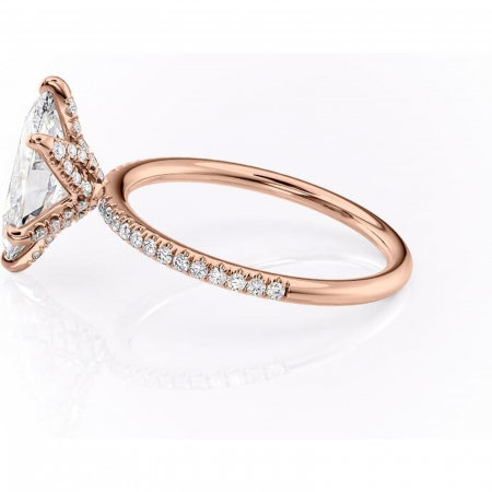 Inel de logodnă Cleo din aur Rose 14kt cu moissanite tăietură marquise – Montură pavé rafinată pentru profil înalt | Personalizează și configurează gratuit online [5]
