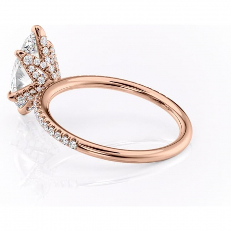 Inel de logodnă Cleo din aur Rose 14kt cu moissanite tăietură marquise – Montură pavé rafinată pentru profil înalt | Personalizează și configurează gratuit online [4]