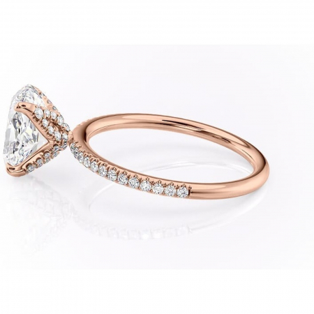 Inel de logodnă Cleo din aur Rose 14kt cu moissanite tăietură ovală – Montură pavé rafinată pentru profil înalt | Personalizează și configurează gratuit online [5]