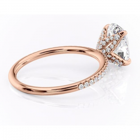 Inel de logodnă Cleo din aur Rose 14kt cu moissanite tăietură ovală – Montură pavé rafinată pentru profil înalt | Personalizează și configurează gratuit online [2]