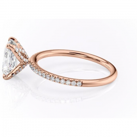 Inel de logodnă Cleo din aur Rose 14kt cu moissanite tăietură radiantă – Montură pavé rafinată pentru profil înalt | Personalizează și configurează gratuit online [5]