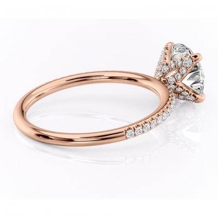 Inel de logodnă Cleo din aur Rose 14kt cu moissanite tăietură rotundă – Montură pavé rafinată pentru profil înalt | Personalizează și configurează gratuit online [2]