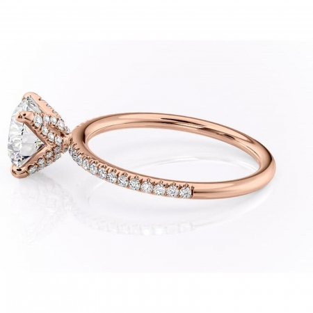 Inel de logodnă Cleo din aur Rose 14kt cu moissanite tăietură rotundă – Montură pavé rafinată pentru profil înalt | Personalizează și configurează gratuit online [5]