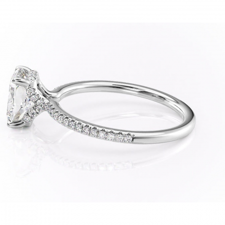 Inel de logodnă Coraline din aur Alb 14kt cu moissanite tăietură asscher – Montură pavé rafinată pentru profil înalt | Personalizează și configurează gratuit online [5]