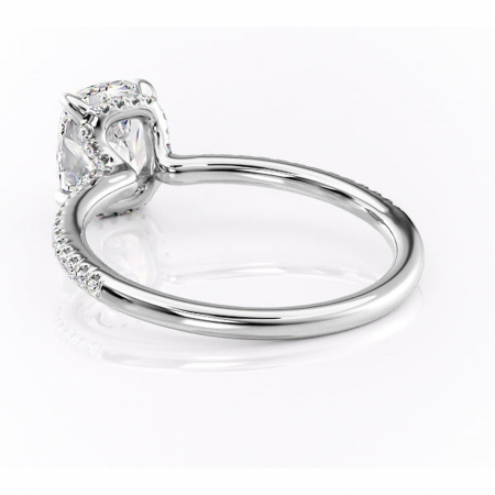 Inel de logodnă Coraline din aur Alb 14kt cu moissanite tăietură asscher – Montură pavé rafinată pentru profil înalt | Personalizează și configurează gratuit online [3]