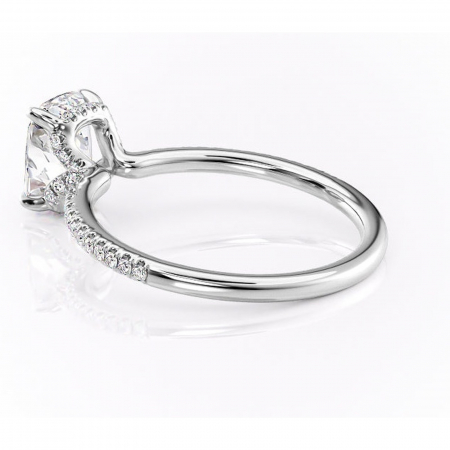 Inel de logodnă Coraline din aur Alb 14kt cu moissanite tăietură asscher – Montură pavé rafinată pentru profil înalt | Personalizează și configurează gratuit online [4]