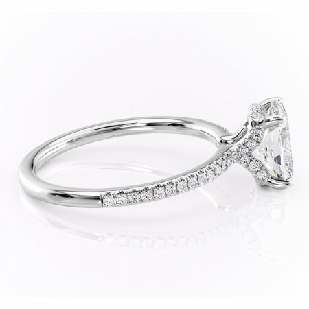 Inel de logodnă Coraline din aur Alb 14kt cu moissanite tăietură asscher – Montură pavé rafinată pentru profil înalt | Personalizează și configurează gratuit online [1]