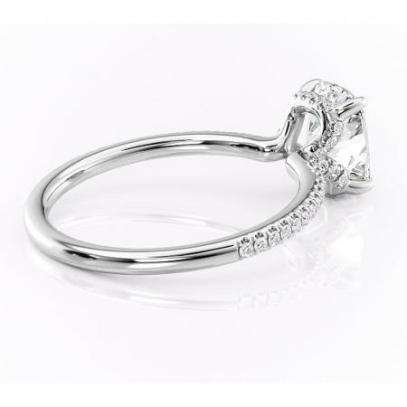 Inel de logodnă Coraline din aur Alb 14kt cu moissanite tăietură asscher – Montură pavé rafinată pentru profil înalt | Personalizează și configurează gratuit online [2]