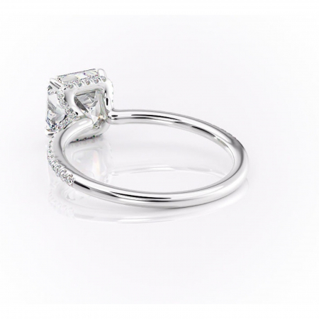 Inel de logodnă Coraline din aur Alb 14kt cu moissanite tăietură asscher – Montură pavé rafinată pentru profil înalt | Personalizează și configurează gratuit online [3]