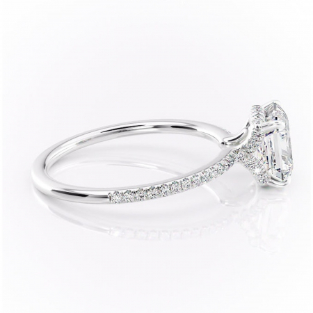 Inel de logodnă Coraline din aur Alb 14kt cu moissanite tăietură asscher – Montură pavé rafinată pentru profil înalt | Personalizează și configurează gratuit online [1]