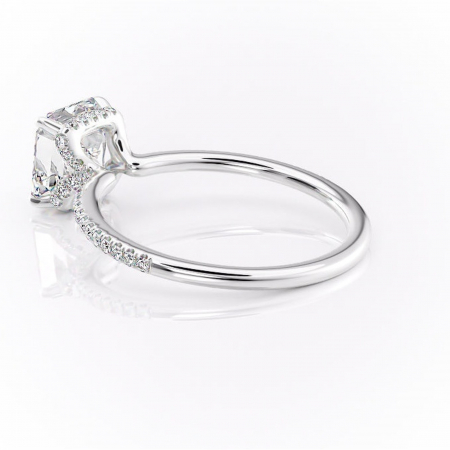 Inel de logodnă Coraline din aur Alb 14kt cu moissanite tăietură asscher – Montură pavé rafinată pentru profil înalt | Personalizează și configurează gratuit online [4]