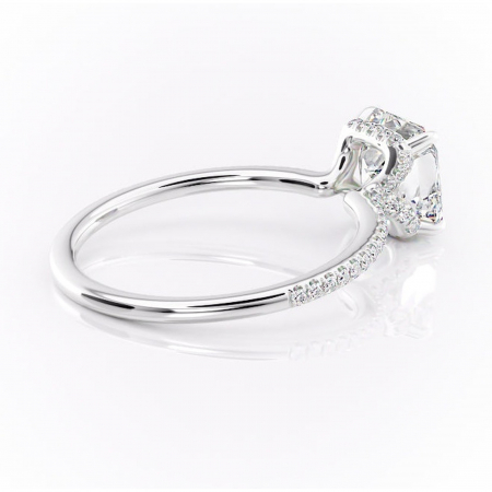 Inel de logodnă Coraline din aur Alb 14kt cu moissanite tăietură asscher – Montură pavé rafinată pentru profil înalt | Personalizează și configurează gratuit online [2]