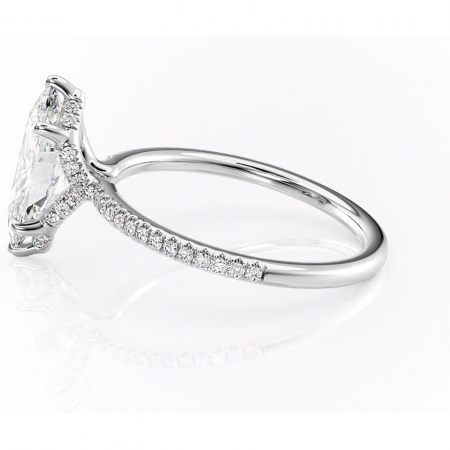 Inel de logodnă Coraline din aur Alb 14kt cu moissanite tăietură marquise – Montură pavé rafinată pentru profil înalt | Personalizează și configurează gratuit online [5]