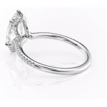 Inel de logodnă Coraline din aur Alb 14kt cu moissanite tăietură marquise – Montură pavé rafinată pentru profil înalt | Personalizează și configurează gratuit online [4]