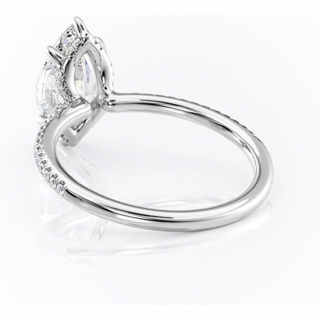 Inel de logodnă Coraline din aur Alb 14kt cu moissanite tăietură marquise – Montură pavé rafinată pentru profil înalt | Personalizează și configurează gratuit online [3]