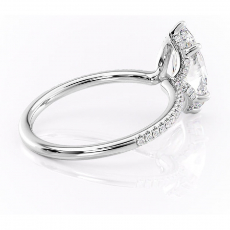 Inel de logodnă Coraline din aur Alb 14kt cu moissanite tăietură marquise – Montură pavé rafinată pentru profil înalt | Personalizează și configurează gratuit online [2]