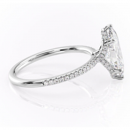 Inel de logodnă Coraline din aur Alb 14kt cu moissanite tăietură marquise – Montură pavé rafinată pentru profil înalt | Personalizează și configurează gratuit online [1]