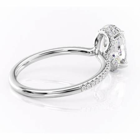 Inel de logodnă Coraline din aur Alb 14kt cu moissanite tăietură ovală – Montură pavé rafinată pentru profil înalt | Personalizează și configurează gratuit online [2]