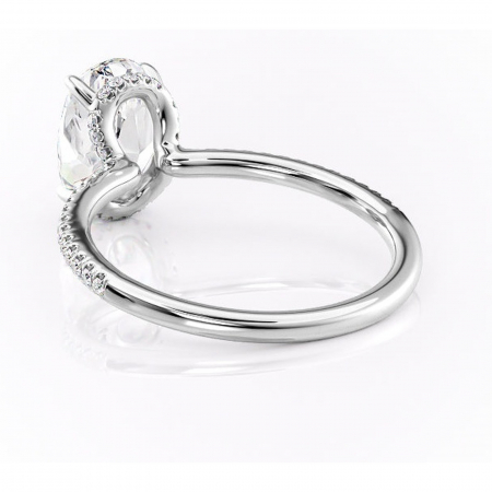 Inel de logodnă Coraline din aur Alb 14kt cu moissanite tăietură ovală – Montură pavé rafinată pentru profil înalt | Personalizează și configurează gratuit online [3]