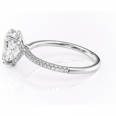 Inel de logodnă Coraline din aur Alb 14kt cu moissanite tăietură ovală – Montură pavé rafinată pentru profil înalt | Personalizează și configurează gratuit online [5]