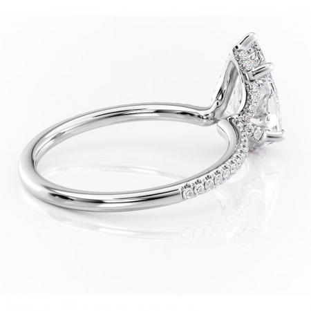 Inel de logodnă Coraline din aur Alb 14kt cu moissanite tăietură pară – Montură pavé rafinată pentru profil înalt | Personalizează și configurează gratuit online [2]